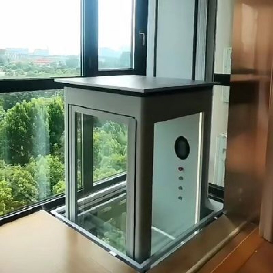 Marble-Floor Hydraulic Home Elevator – 5 Stops, Glass Cabin