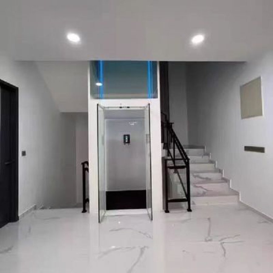 Compact Stainless-Steel Home Elevator – 14.5 m Rise, 5 Stops, Pitless Design