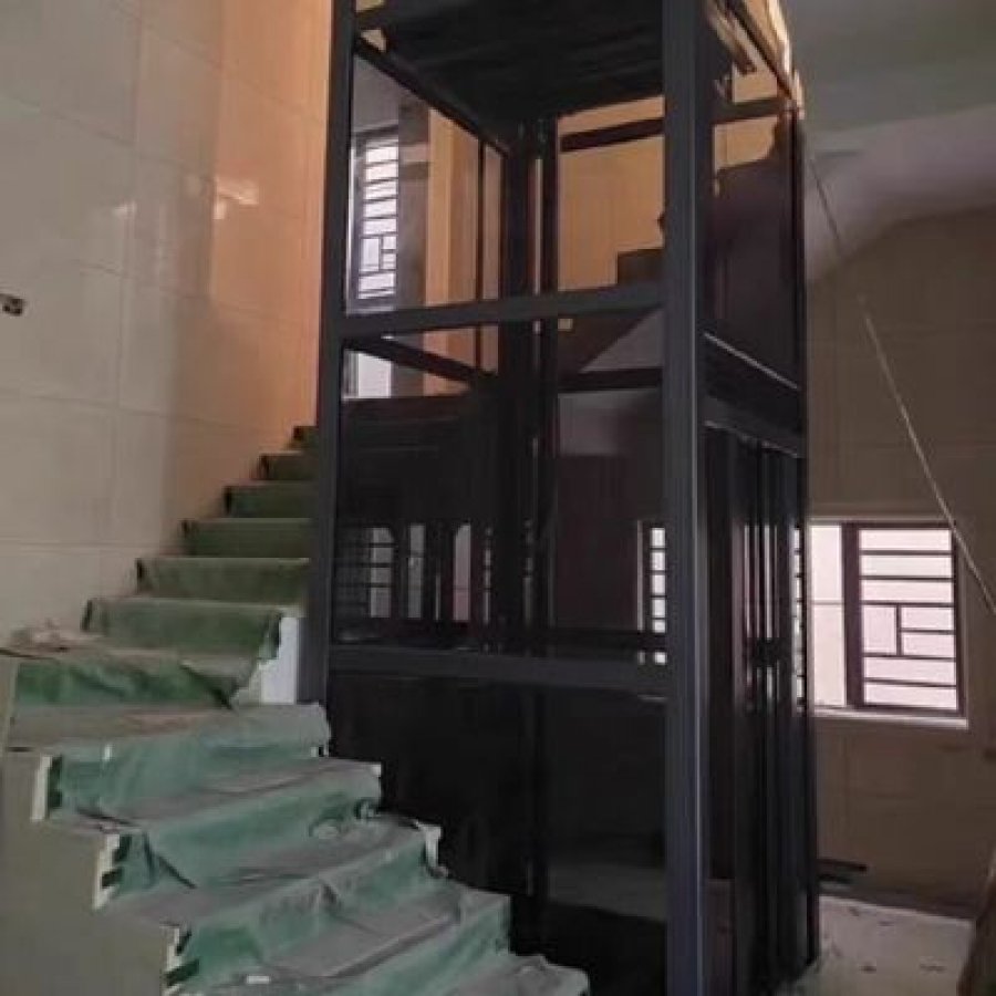 Elegant Stainless-Steel Cabin Hydraulic Home Lift – 5 Stops, 14.5 m