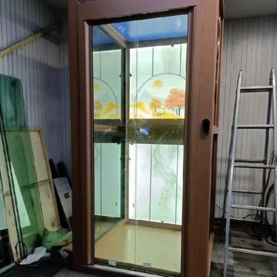 Stainless-Cabin Hydraulic Home Elevator – 14.5 m, 5 Stops