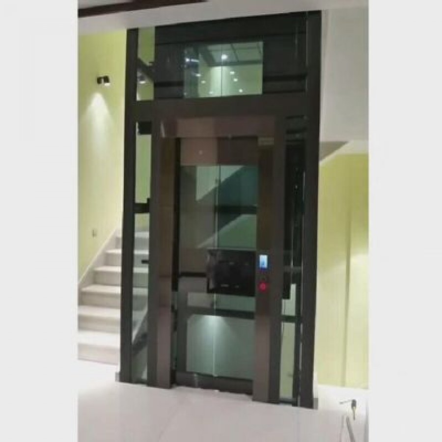 Gearless Steel-Frame Home Elevator – 0.6 m/s, Center-Opening Doors